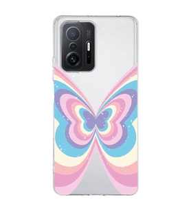 Xiaomi Mi 11T - 11T Pro Uyumlu Renkli Kelebek Tasarımlı Şeffaf Telefon Kılıfı