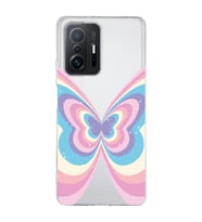 Xiaomi Mi 11T - 11T Pro Uyumlu Renkli Kelebek Tasarımlı Şeffaf Telefon Kılıfı