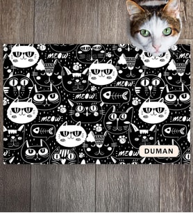 Monnhein Pet Mat – Kişiselleştirilebilir Kaymaz Mama Altlığı, 50x35 cm