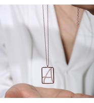 A Harfi Zirkon Taşlı Rose Gold Kaplama Çerçeveli Gümüş Kolye