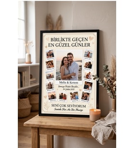 Kişiye Özel Fotoğraflı Anılar Çerçevesi Sevgiliye Romantik Kolaj Hediye Dekoratif Tasarım