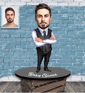 Kişiye Özel Öğretmen Karikatürlü Ahşap Biblo Bay-12-Eco
