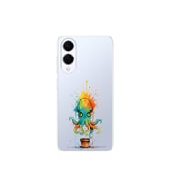 Samsung Galaxy S25 Edge ile uyumlu Splash ahtapot tasarımlı şeffaf silikon kılıf