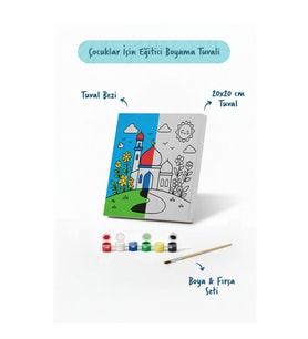 Çiçekli Yol ve Cami Şövalesiz Boya Seti 20x20