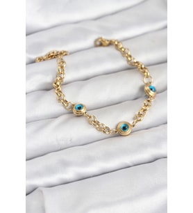 316L Çelik Nazar Model Gold Renk Kadın Bileklik TJ-BB8166