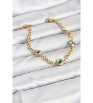 316L Çelik Nazar Model Gold Renk Kadın Bileklik TJ-BB8166