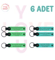 Fıstık Yeşili & Turkuaz, Aile Buluşmalarına Özel Anı, 6’lı Set, İsim Yazılabilen Deri Anahtarlık