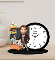 Kişiye Özel Karikatürlü Öğretmen Ahşap Biblo Masa Saati
