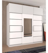 Sürgülü Gardırop Kısmi Kapaklı Boydan Sürgülü Kapaklı Dolap 240/245 CM (PARLAK BEYAZ)