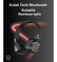 Rgb Işıklı Katlanabilir Bluetooth 5.3 Kulak Üstü Kulaklık (Çok Renkli)