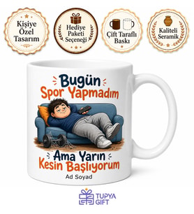 Bugün Spor Yapmadım Ama Yarın Kesin Başlıyorum Tembel Sporcu Kupa Hediye