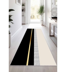 Siyah Gold Kaymaz Taban Modern Kesme Rulo Yolluk Halı VH012