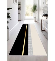 Siyah Gold Kaymaz Taban Modern Kesme Rulo Yolluk Halı VH012