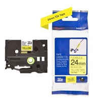 BROTHER P-Touch TZE-FX651 MUADİL SARI ESNEK ETIKETE SIYAH (24mm x 8m)