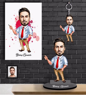 Kişiye Özel Öğretmen Karikatürlü 3 lü Hediye Seti Bay-16