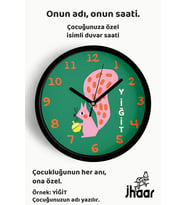 İsme Özel Sevimli Sincap Çocuk Odası Duvar Saati Orta Boy 30 cm Siyah Camlı Sessiz