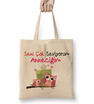 Anneler Günü Annelere Hediye 028 Bez Çanta Uzun Saplı