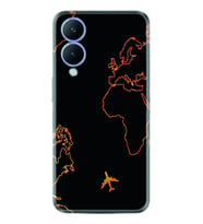 Vivo Y17S Kılıf Silikon Desen Özel Seri Harita ve Uçak 1777