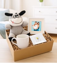Eşek Peluş Oyuncak & Paspartu Çerçeve & Beyaz Kupa Hediye Seti