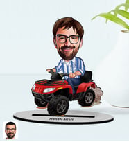 BK Gift Kişiye Özel Erkek Atv Sürücüsü Karikatürlü Ahşap Biblo Model-1