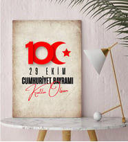 BK Gift 29 Ekim Tasarımlı Kanvas Tablo-1, 30x50cm 29 Ekim Hediyesi,Ev Dekorasyonu, 100.Yıl Hediyesi