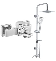 ECA Tiera Banyo Bataryası+T-MAY Banyo Belen Kare Tepe Duş Takımı Seti Paslanmaz  (Krom)