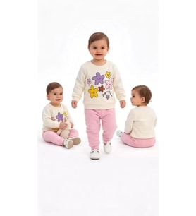 Northcity 6/24 Ay Çiçek Baskılı Basic Bebek Takımı - Antialerjik ve ÇİMA Dikişli