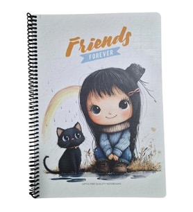 GIPTA FRIENDS FOREVER SPİRALLİ LX KARTON KAPAK A4 80YP. ÇİZGİLİ  DEFTER 8384 - TEKLİ