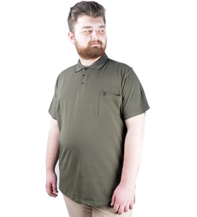 Mode XL Büyük Beden T shirt Polo Likralı Süprem Cepli 21558 Haki