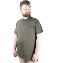 Mode XL Büyük Beden T shirt Polo Likralı Süprem Cepli 21558 Haki
