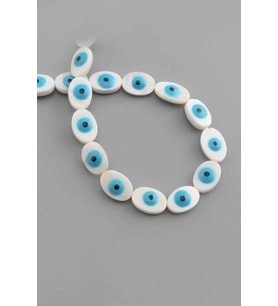 Sedef Doğal Taş Parlak Mavi Oval Kesim 10x15mm Dizi [AB+]
