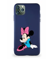 Apple iPhone 11 Pro Max Soft Premier Kapak Minnie Mouse-E Tasarımlı Silikon Kılıf - Lacivert (Şeffaf)