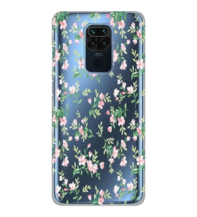 Xiaomi Redmi Note 9 Uyumlu Çiçek Desenli Şeffaf Telefon Kılıfı