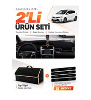 TOYOTA VERSO (2009-2018) Uyumlu Torpido Örtüsü + Tay Tüyü Bagaj Çantası + Sticker Seti - Siyah Bej