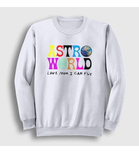 Presmono Unisex Beyaz Astroworld V3 Travis Scott Sweatshirt 44483tt (Beyaz)