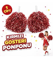 Kırmızı Gösteri Ponponu 1 Çift (2 Adet) - 23 Nisan Okul Etkinlik Ponponu