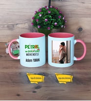 Petrol ve Doğalgaz Mühendisi Kupa Bardak Pembe Fotoğraflı Mühendisler Günü Hediyesi
