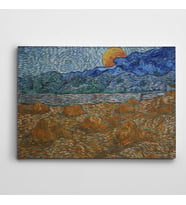 Vincent Van Gogh Landscape With Wheat Sheaves And Rising Moon Kanvas Tablo