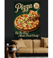 Pizza Dilim Vintage Tabela Dekoratif Kanvas - Mdf Ahşap Tablo