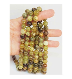 Bileklik Boy Yeşil Alacalı Lal (GRANAT) (GARNET) Taşı Yarım Dizi 10mm (49238) (18CM UZUNLUĞUNDADIR)