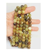 Bileklik Boy Yeşil Alacalı Lal (GRANAT) (GARNET) Taşı Yarım Dizi 10mm (49238) (18CM UZUNLUĞUNDADIR)