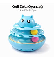 Hacıyatmaz Kedi Oyuncağı 3 Katlı Toplu Zeka Oyuncağı 20x21 cm – Devrilmez Interaktif Mama Oyuncağı