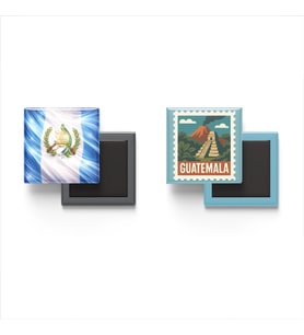 Buzdolap Magnetleri - Guatemala Bayrağı ve Guatemala City Posta Pulu Tema - 2'li Set Magneti