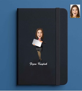 Kişiye Özel Kadın Model 13x21 Siyah Defter-45