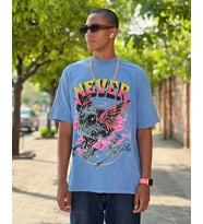 Unisex Oversize Acıd Wash NEVER T-Shirt