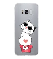 Samsung Galaxy S8 Kapak Cool Cat Tasarımlı Şeffaf Silikon Kılıf