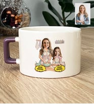 Kişiye Özel Karikatürlü Anne Kız Anneye Hediye Lüks Fincan Anneler Günü Hediyesi