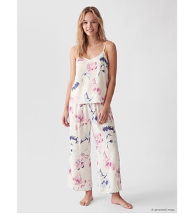 LCW DREAM Ekru Çiçekli İp Askılı Kadın Pijama Takım