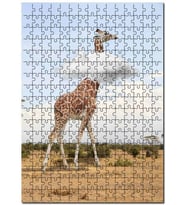 Cakapuzzle Afrika Zurafa Bulutlar Görseli Puzzle Yapboz MDF (Ahşap) (120 Parça)