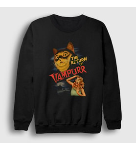 Presmono Unisex Siyah Vampurr Vampir Hediye Kedi Kedili Sweatshirt 483091tt